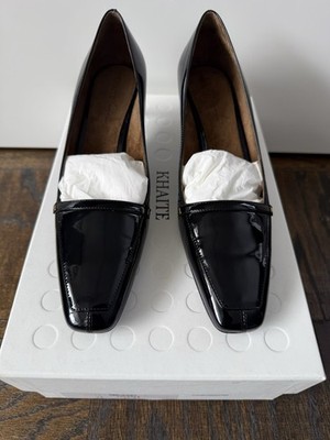 Authentic Khaite Black Patent Leather Kitten Pumps-  Size 36.5