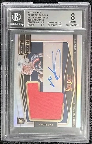 2021 Panini Select Mac Jones RPA #02/49 BGS 8 Prime Selections Prizm Rookie Auto