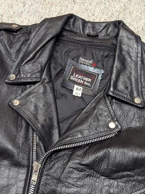 vintage 1990s leather jacket 62 motorcycle 4XL black BIKER sheen