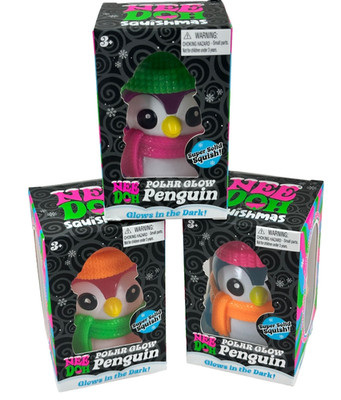 (SET of 3) NeeDoh PENGUIN Polar Glow in the Dark Squishmas Squeeze Toy RARE