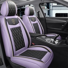 Car Seat Covers Full Set,Universal Purple PU Leather Auto Seat Protectors L...
