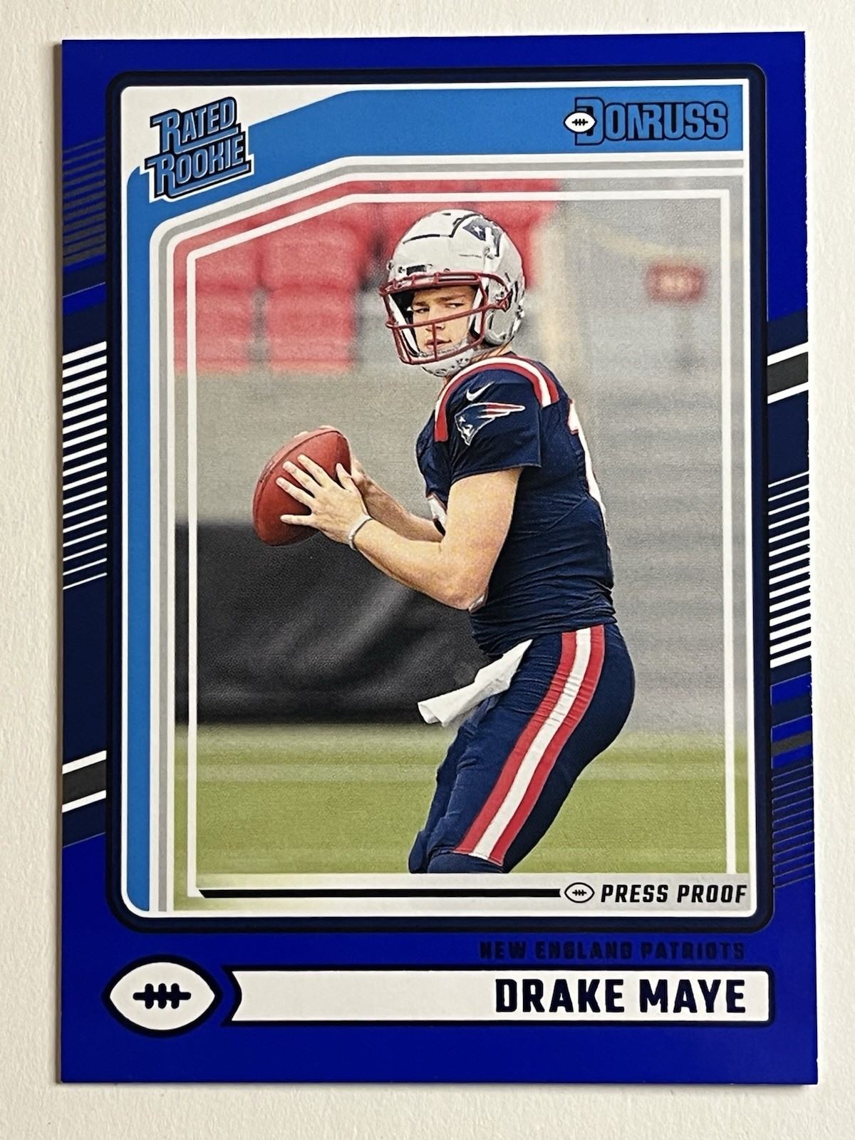 2024 Panini Donruss - Rated Rookie Drake Maye #379 Blue Press Proof (RC)