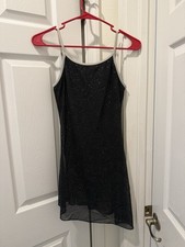 Black Glittery Spaghetti Strap Dress Skating Dress