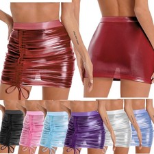 Women's See Through Sparkly Package Hip Mini Skirt High Waist Skirt Night Dress