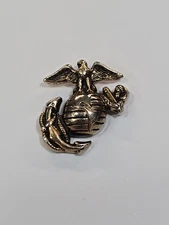 US Marine Corps Eagle Globe & Anchor Pin Tie Tack w/ Chain & Bar Gold Color