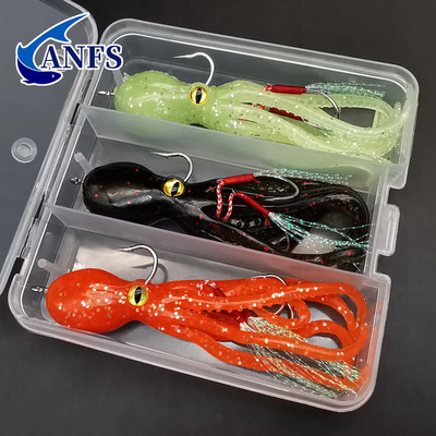3 Stück leuchtender Tintenfischköder für Trolling Lachs Barsch Forelle UK