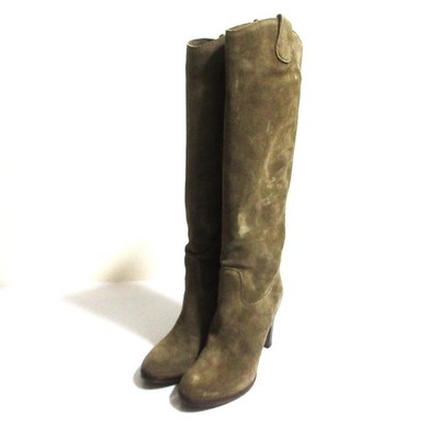 L'AUTRE CHOSE Suede Leather High Heel Long Boots, Size 36, Brown Women USED