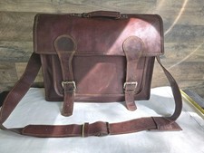 Handmade Brown Leather Messenger Briefcase Satchel Laptop Bag 18.5"