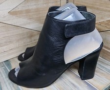 Via Spiga Sz 8 V-Nariah Black Leather Sling Back Block Heels Shoes 498