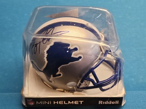 Barry Sanders SIGNED Detroit Lions Throwback Mini Helmet PsaDna