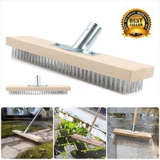 Newman Cole Stainless Wire Broom Brush Head & Handle Deck Scrub Garden Cleaner