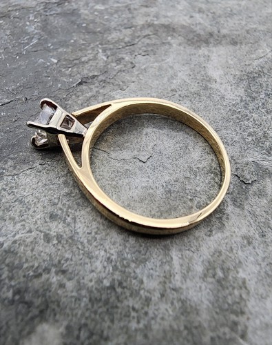 14k .585 Yellow Gold Diamond .3 ct ZEI Solitaire Sz 8 Ring Au 25176 - Picture 5 of 11