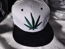 Trucker Hat Men's Adjustable Strapback White Black Flat Brim Cannibus THC 420