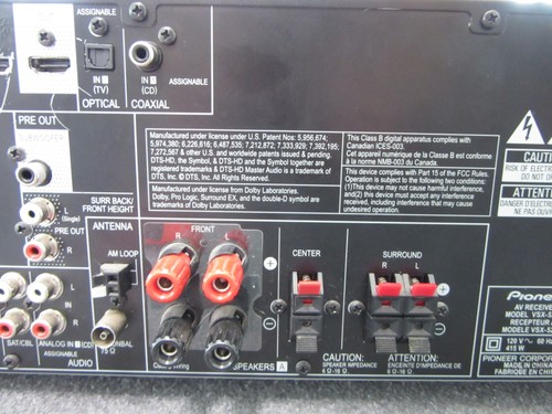 Pioneer AV Receiver VSX-522 5.1 HDMI Home Theater 140W x5 MP3 Dolby dts-HD Black - Picture 13 of 14