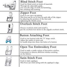 11Pcs Presser Foot Set, Zig Zag, Straight Stitch Foot, Roller Foot, Snap On S...