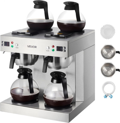 24-Cup Commercial Coffee Maker with 4 Carafes & Warmer Plates