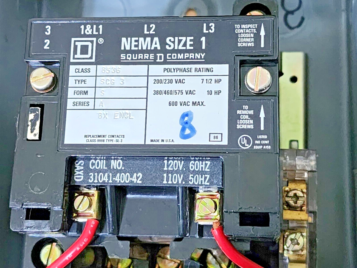 型式DC-303 Square D 8536SCG3 Starter w/ Enclosure 600V NEMA Size 1