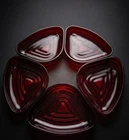 VINTAGE Anchor Hocking Royal Ruby Red Petal Triangle Snack Dishes MCM Set of 5