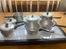 VTG MISC. METAL CHILDRENS TOY COOKING PIECES SEVEN POTS AND PANS 4 LIDS