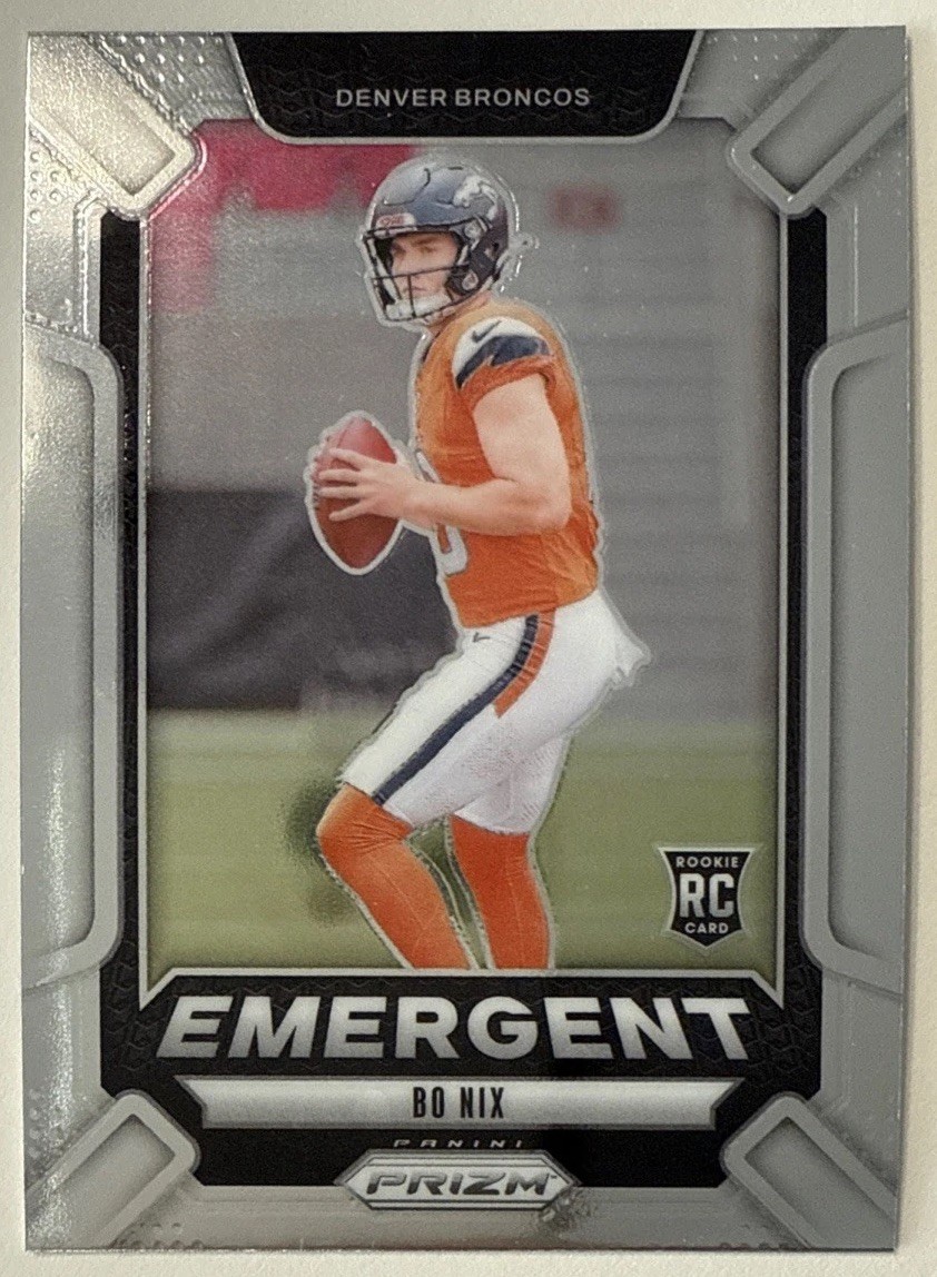2024 Panini Prizm Emergent Silver Prizm Bo Nix #3 (RC) Denver Broncos