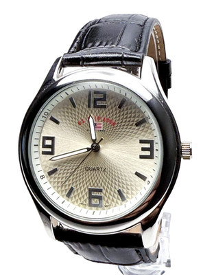 U.S. POLO ASSN. US5131 FANCY GOLD/SILVER DIAL BLACK LEATHER BAND MENS WATCH~NWOT