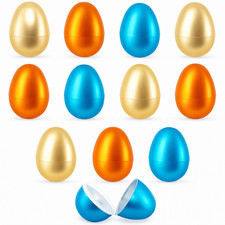 Set of 12 Multicolored Matte Metallic Plastic Easter Eggs 2.25 Inches