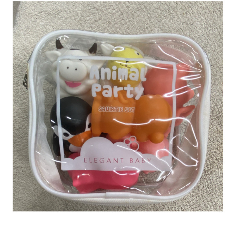 Elegant Baby Animal Party Squirtie Set Multicolor Bath Toys