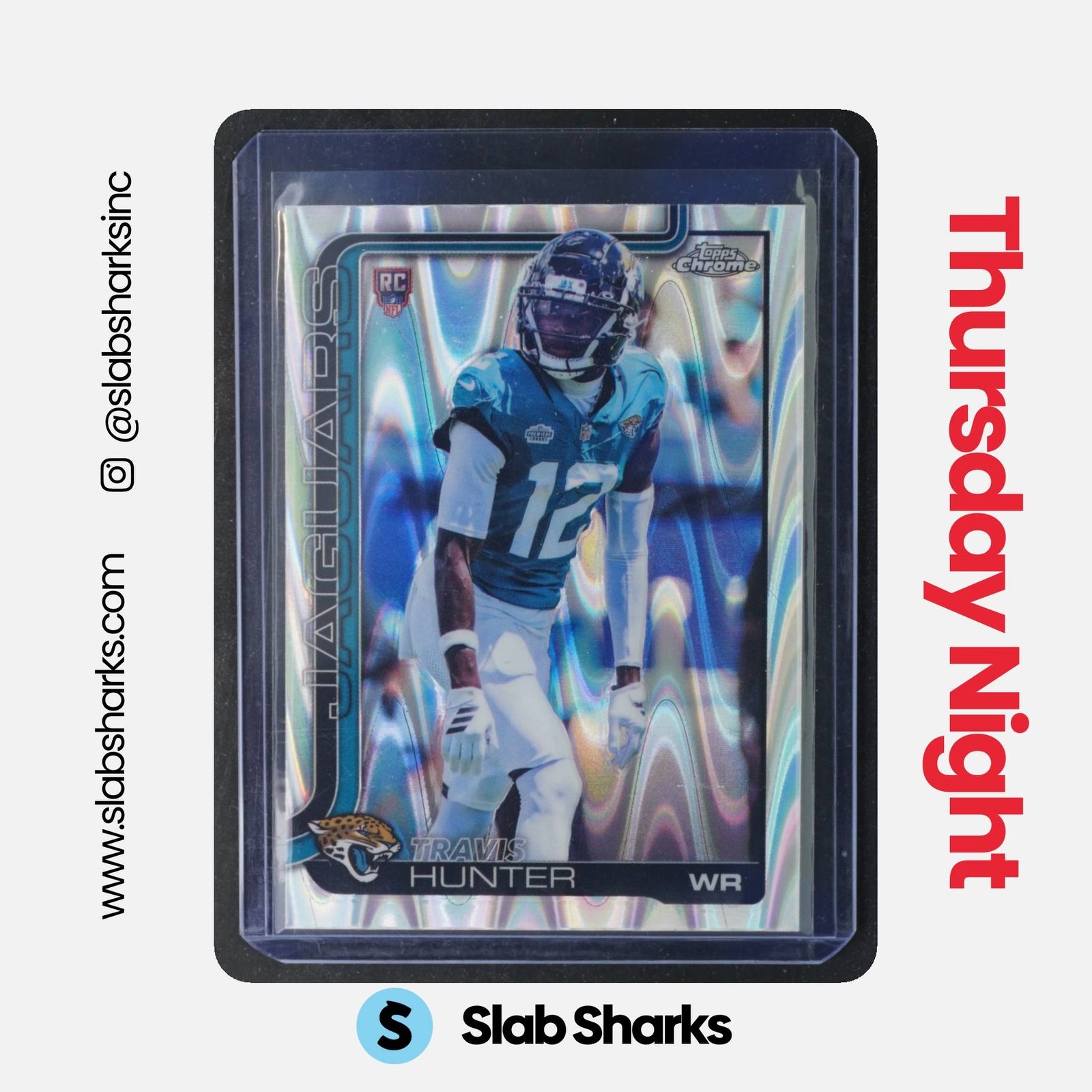 2025 TOPPS CHROME FOOTBALL - RAYWAVE REFRACTOR (RC) ROOKIE TRAVIS HUNTER #332