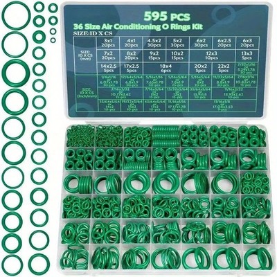 595 PCS 36-Sizes Metric SAE Air Conditioning O-Ring Kit Auto AC Repair Rubber