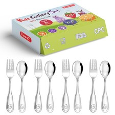 8-Piece Toddler Utensils 18/10 Stainless Steel Kids Silverware Forks and Spoons
