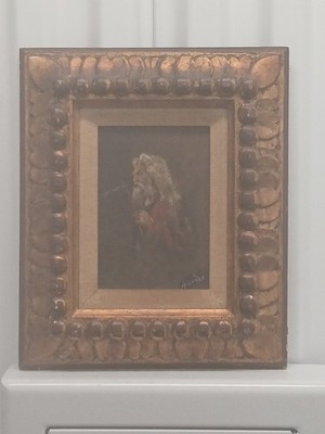 Antique 19thC Gilt Frame + Ray Hoschke Oil Portrait ''The Elder'' Rockport School