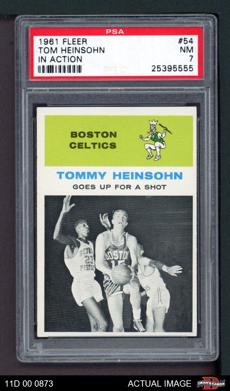 1961 Fleer #54 Tom Heinsohn In Action Celtics HOF Holy Cross PSA 7 - NM