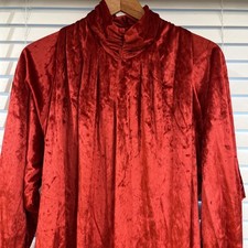 Vtg Oscar De La Renta For Swirl Full Length Velour Red Robe 1/2 Zip NOS W/ Tags