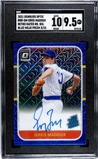 2021 Donruss Optic Greg Maddux BLUE MOJO PRIZM /15 SGC 9.5 w/10 AUTO