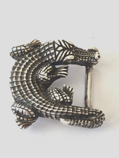 Vintage 1994 B. Kieselstein Cord EXTRA RARE 33 x 31mm Sterling Alligator Buckle