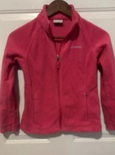 Columbia Girls Fleece Zip-up Youth Jacket Hot Pink Size Medium 10/12 Missing Zip