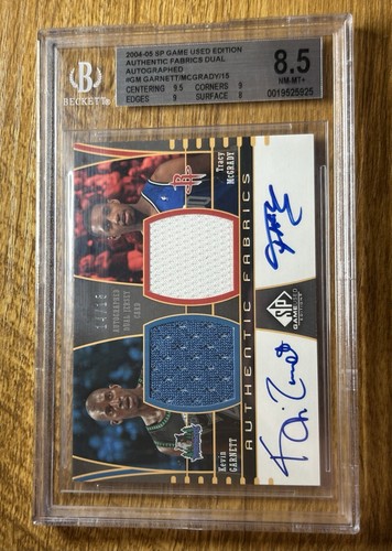 2004 Sp Game Used - Authentic Fabrics Auto Dual Kevin Garnett Tracy McGrady /15 