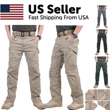 Men Tactical Cargo Pants Soldier Straight-fit Work Combat Trousers Outdoor US