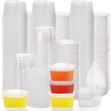 Frcctre 200 Pack 1.5 oz Disposable Plastic Portion Cups with Lids, Clear 