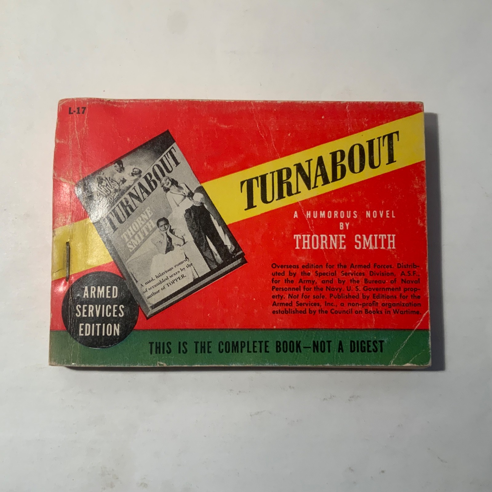 Turnabout by Thorne Smith 1944 Armed Services Edition L-17 / very good(-) - VG