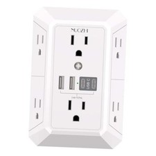 Light White Outlet Extender - 6 Outlets - Non-Night - Surge Protector