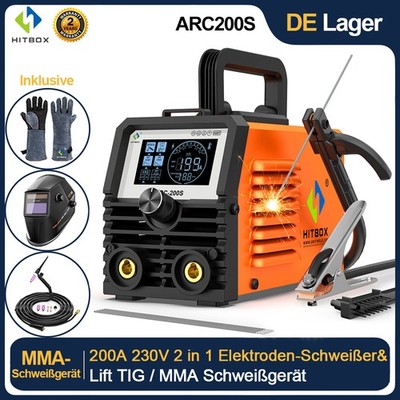 HITBOX Mini ARC Schweißgerät 230V 200A E-Hand MMA Schweißgerät Inverter IGBT Neu