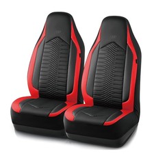Black Red Leather High Back Car Seat Covers with Memory Foam Quilting
