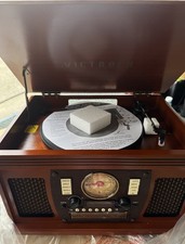 Victrola VTA-600B Bluetooth Record Player Turntable AM/FM CD Retro Brown