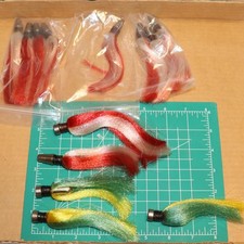 Lot of 13 Unrigged Poly Bucktail Trolling Fishing Lures Weighted Tuna Dolphin #W