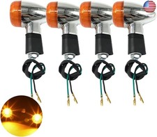 Universal 4pcs Motorcycle Turn Signals Chrome Bullet Front Rear Lights