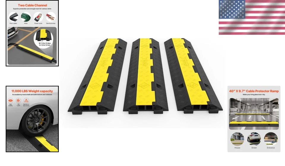 Paquete de 3 rampas protectoras de cables - capacidad 11000 libras Foto 2 de 4