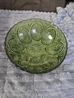 Vtg Anchor Hocking Green Berry 5" Depression Pressed Glass Bowl Scalloped