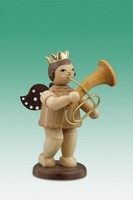 Holzengel Weihnachtsengel Engel Mit Tenorhorn Mit Krone / Natur HöHe 6,5 Cm NEU