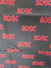 ACDC Logo Fabric Material Woven 100 Cotton Red On Black 2yd X 44in New
